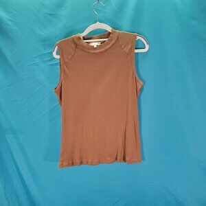 Indigenous Brown Sleeveless Ribbed Top M